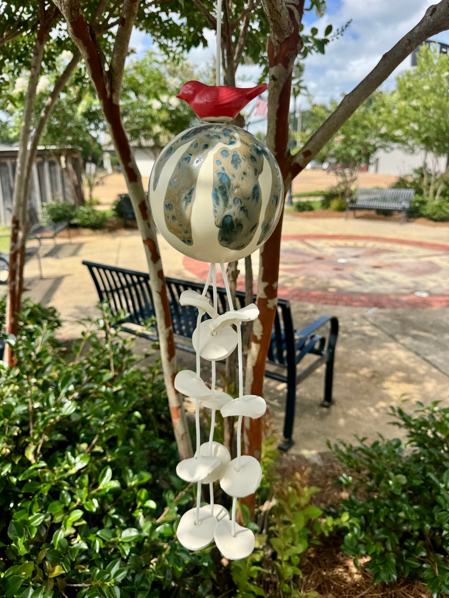 Pottery Wind Chime- 5.5” Sphere/bird (LOCAL PICKUP ONLY)