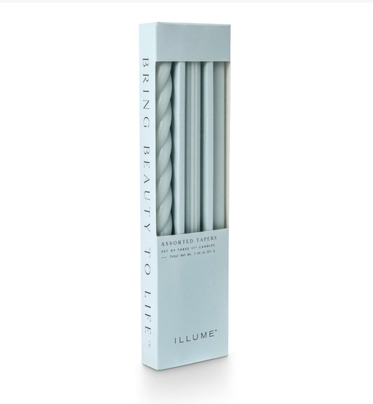 Assorted Taper Candles 3-Pack, Sea Salt
