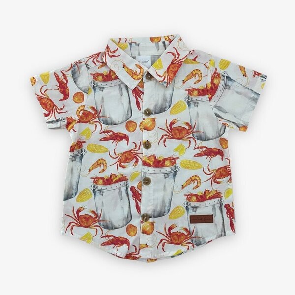 Eat More Seafood Button Down- Youth