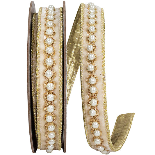 Pearl Plush Velvet Metallic Wired Edge Ribbon