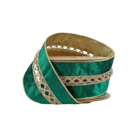 Wired Velvet Criss-Cross Jeweled Ribbon 10yd Roll