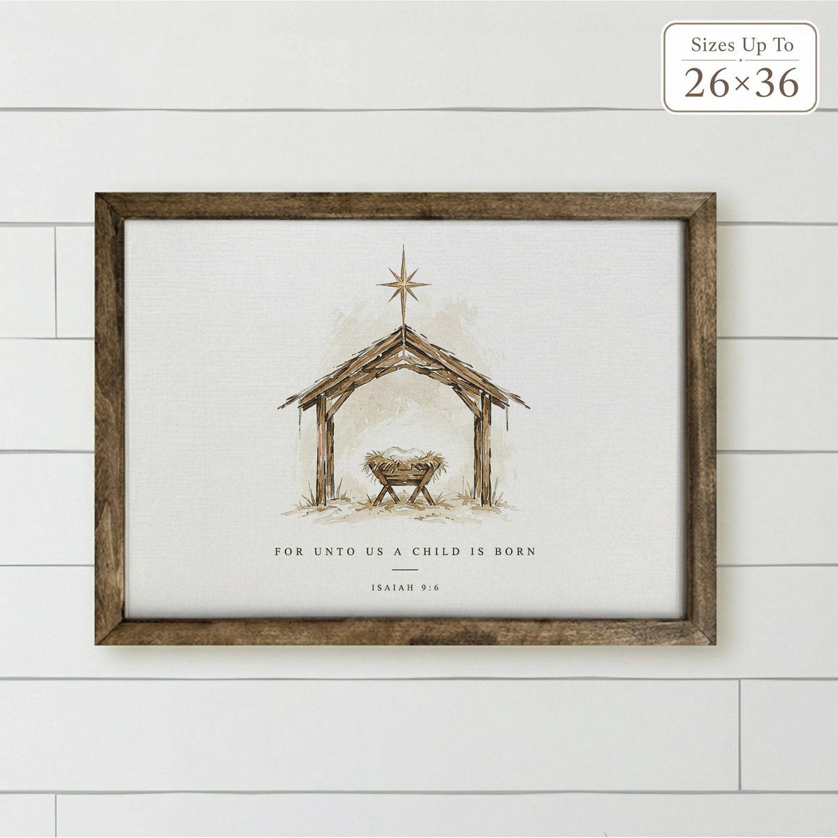 Christmas Nativity Wall Art, 16x30 inches / Walnut