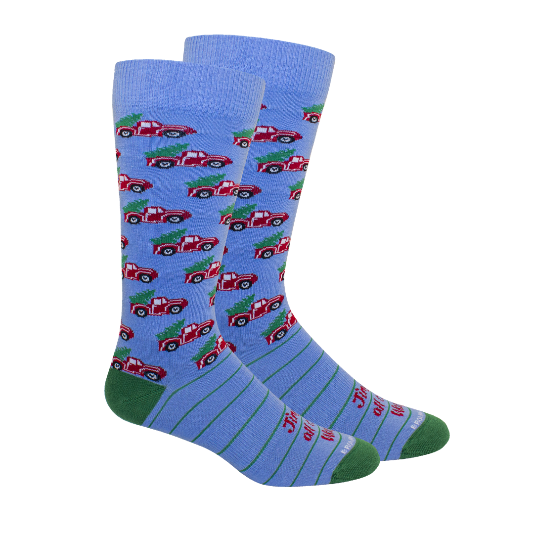 Red Truck/Christmas Tree Socks: Della Blue