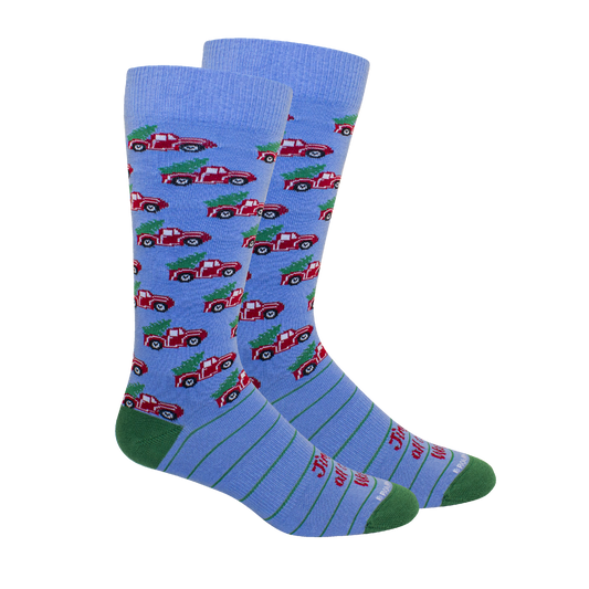 Red Truck/Christmas Tree Socks: Della Blue