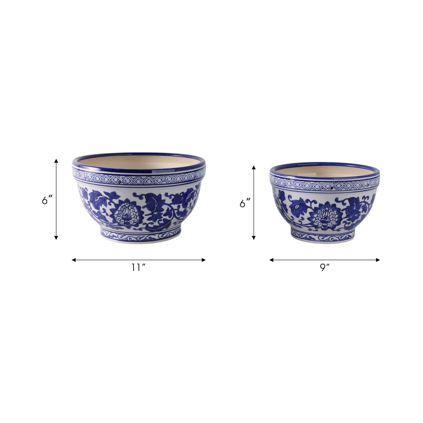 Ceramic Chinoiserie Planters- 2 Sizes