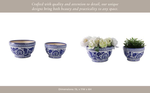 Ceramic Chinoiserie Planters- 2 Sizes