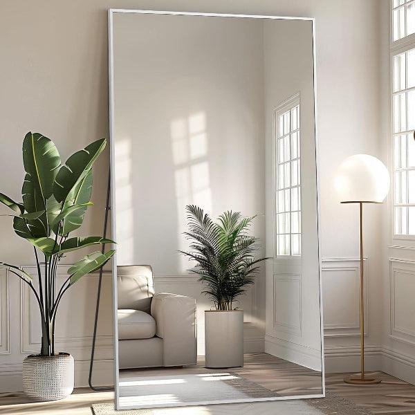 Oversized Floor Mirror- Silver with Tempered Glass