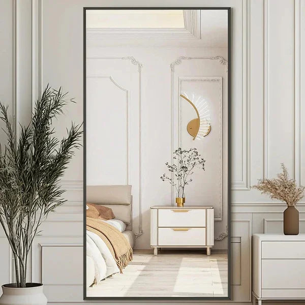 MELOMOIR Oversized Floor Mirror- Black with Tempered Glass