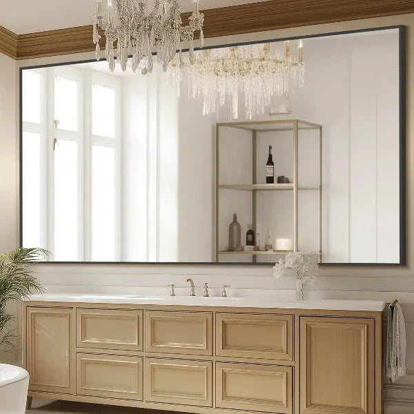 MELOMOIR Oversized Floor Mirror- Black with Tempered Glass