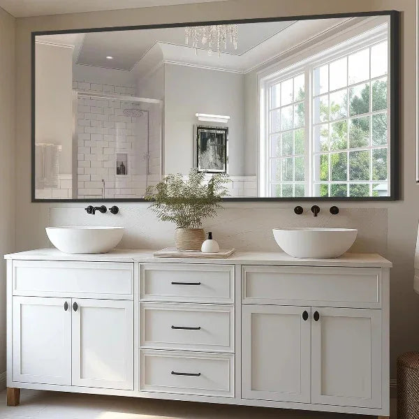 MELOMOIR Oversized Floor Mirror- Black with Tempered Glass