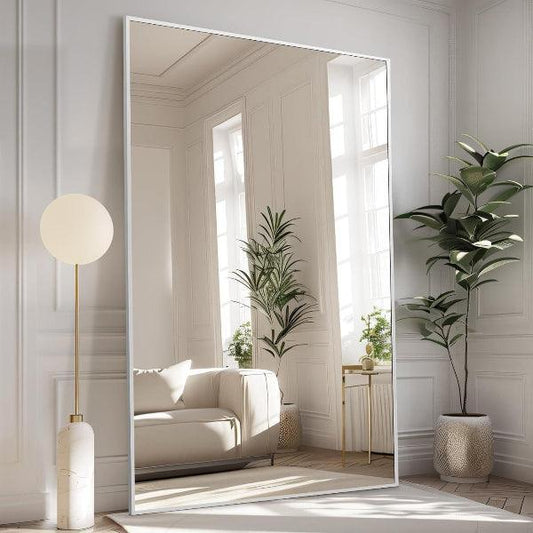 Oversized Floor Mirror- Silver with Tempered Glass