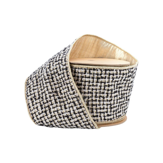 4" Wired Jacquard Tweed Gold Dupioni Backing 10yd