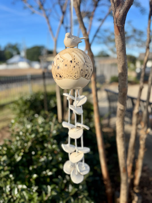 Pottery Wind Chime- 5.5” Sphere/bird