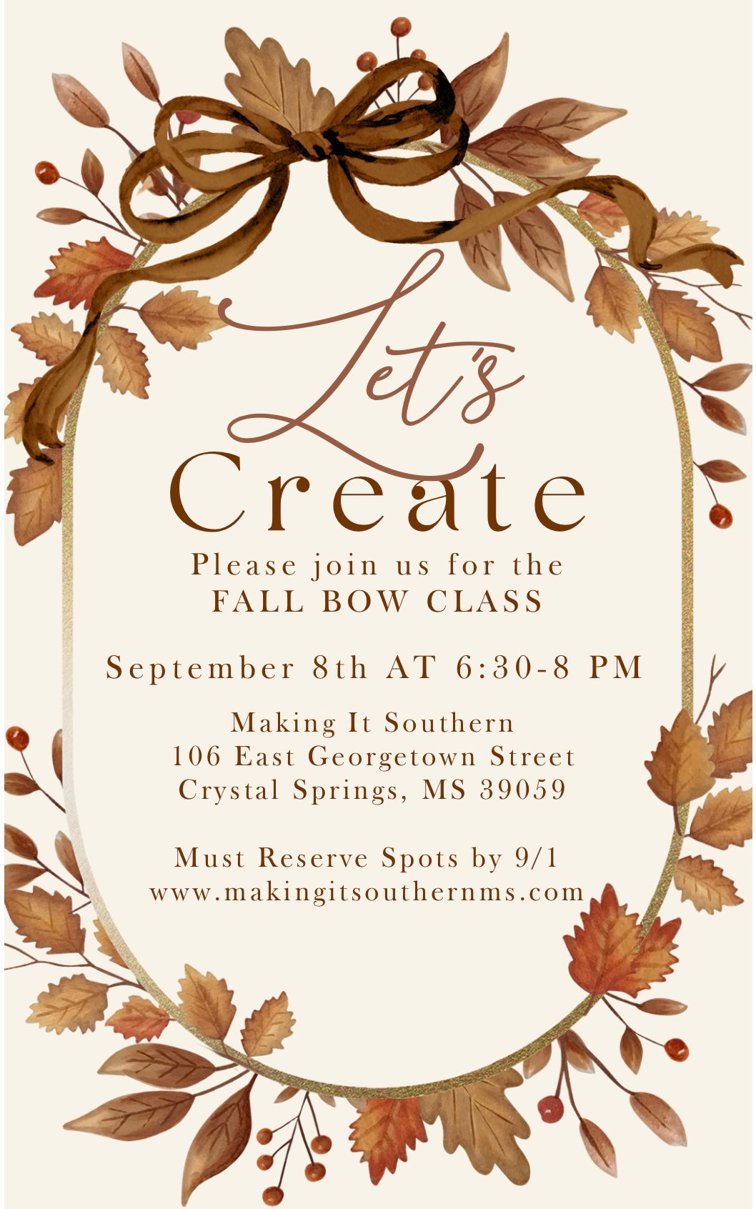 Fall Bow Class- 2 bow choices