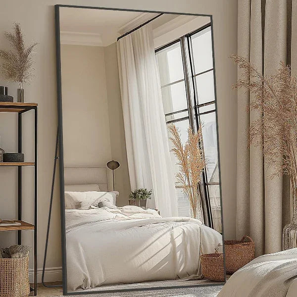 MELOMOIR Oversized Floor Mirror- Black with Tempered Glass