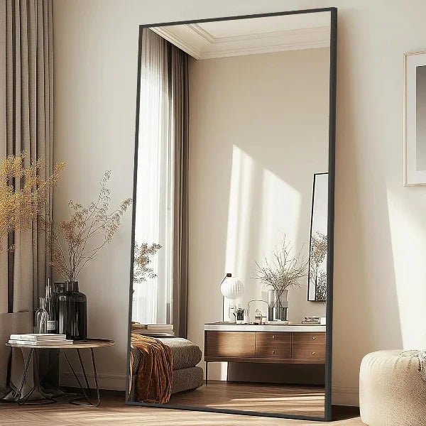 MELOMOIR Oversized Floor Mirror- Black with Tempered Glass