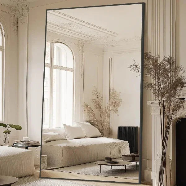 MELOMOIR Oversized Floor Mirror- Black with Tempered Glass