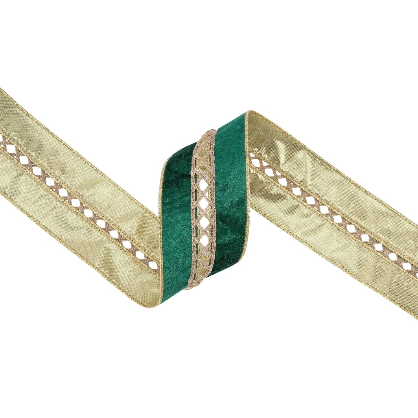 Wired Velvet Criss-Cross Jeweled Ribbon 10yd Roll