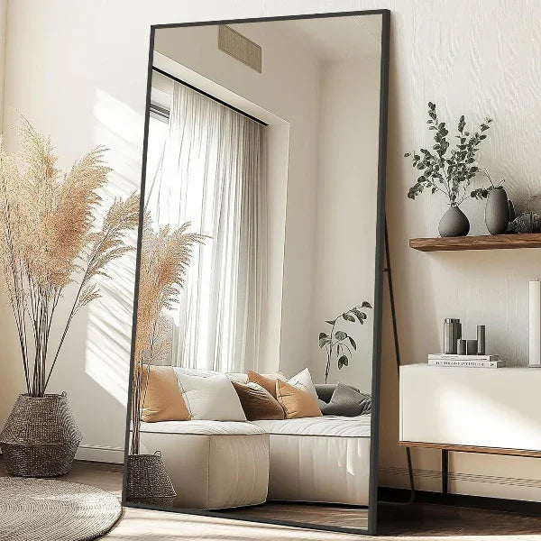 MELOMOIR Oversized Floor Mirror- Black with Tempered Glass