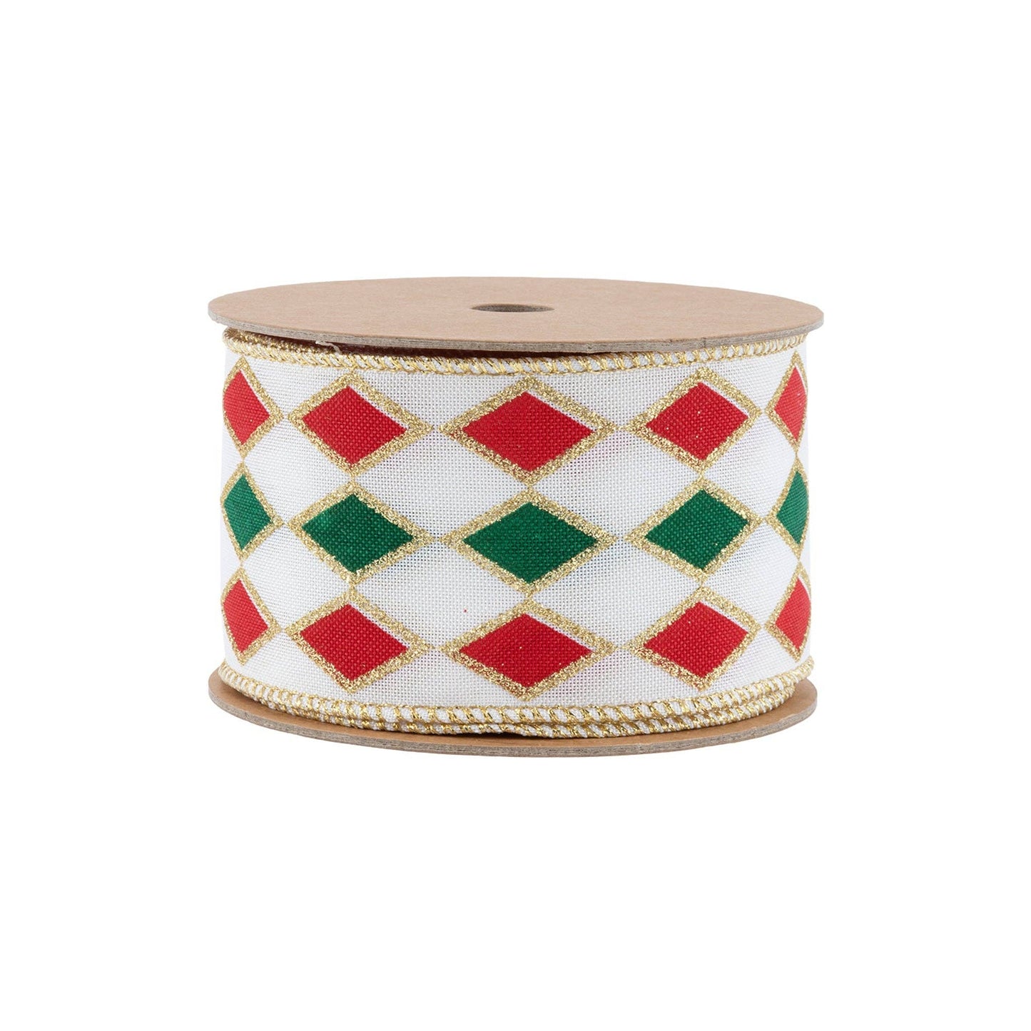 Red and Green Diamond Glitter Wired Ribbon 10yd