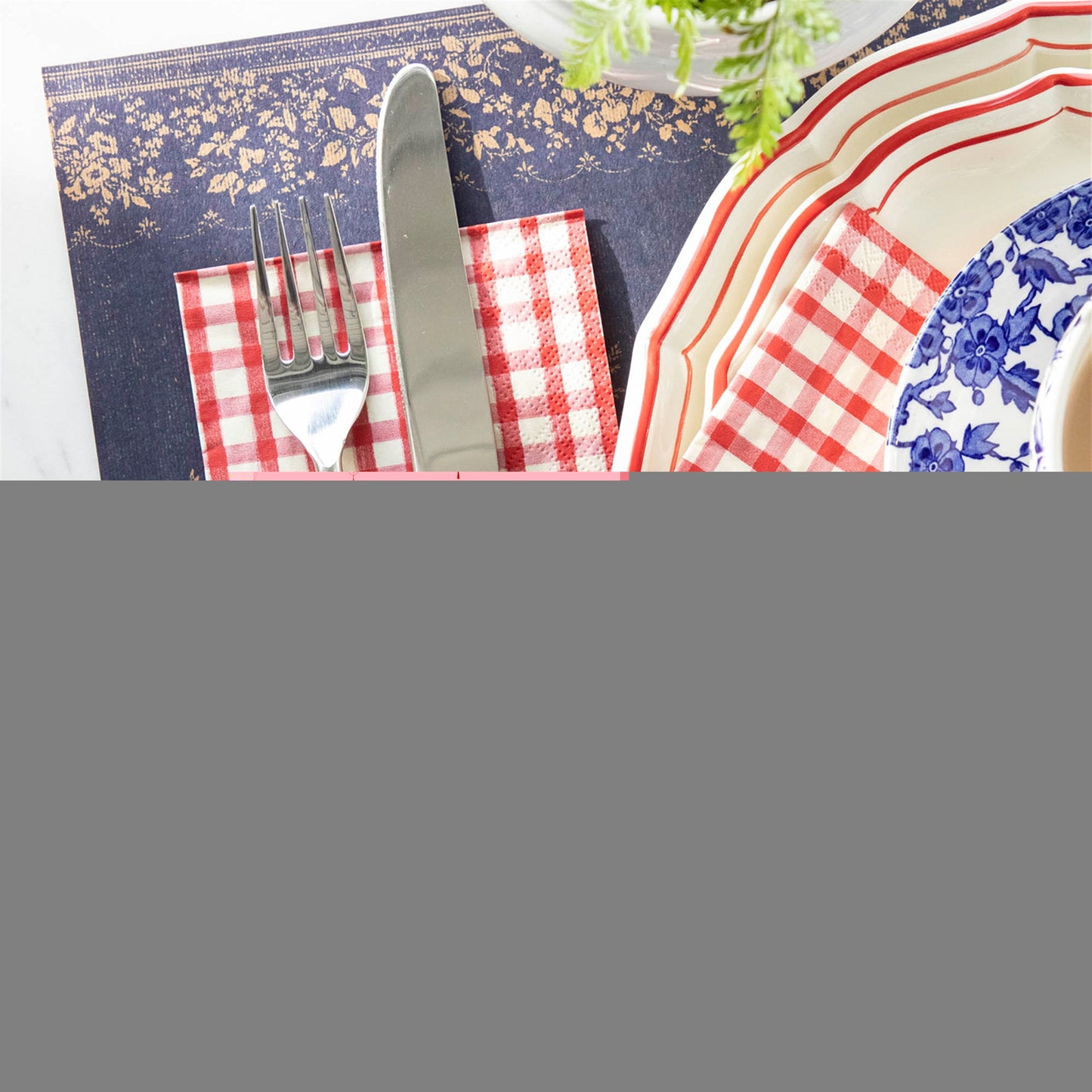 Red Painted Check Napkin