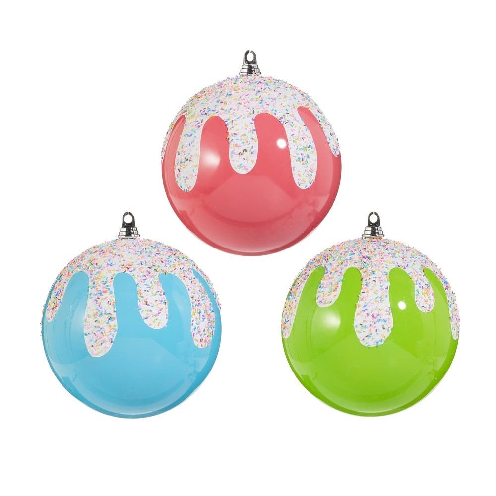 10" Frosted With Sprinkles Ball Ornament