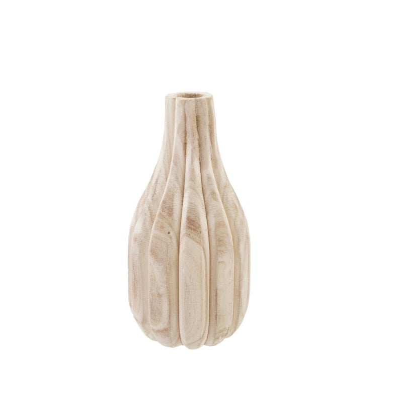 Round Paulownia Wood Vase