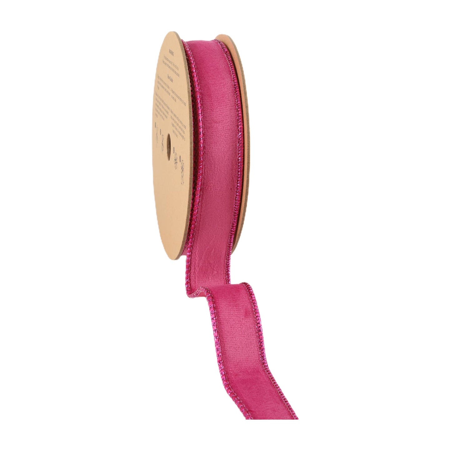 1" Reversible Classic Velvet Wired Ribbon | Hot Pink/Shimmer Pink | 10 Yard Roll