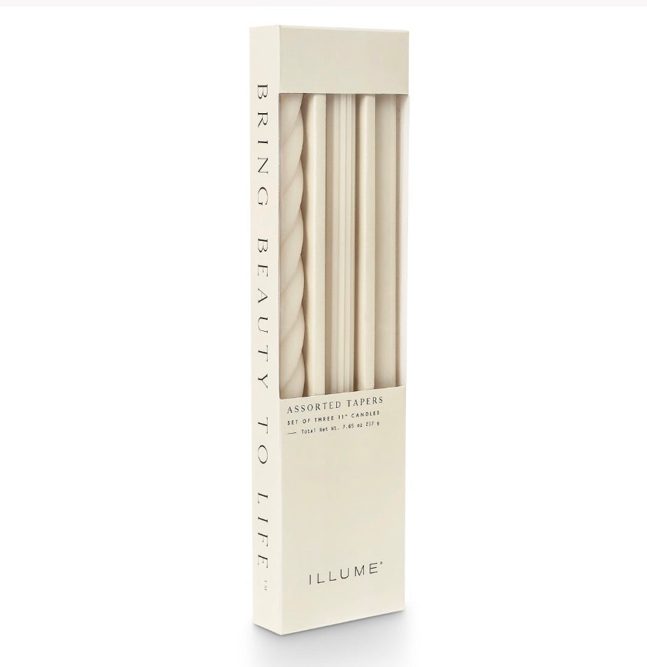 Assorted Taper Candles 3-Pack- Driftwood