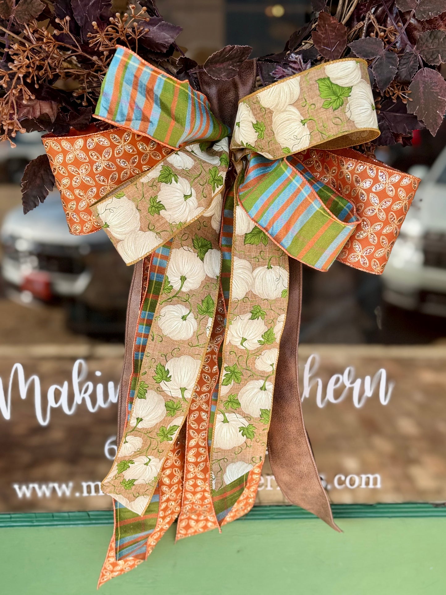 White Pumpkin Bow Sash