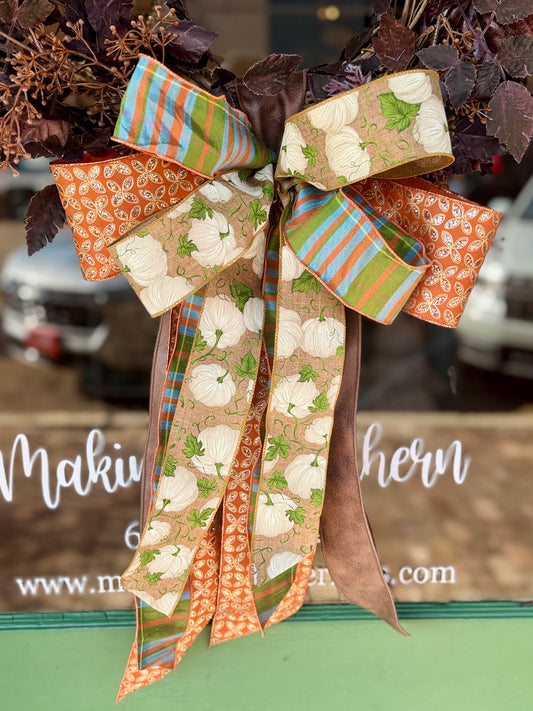 White Pumpkin Bow Sash