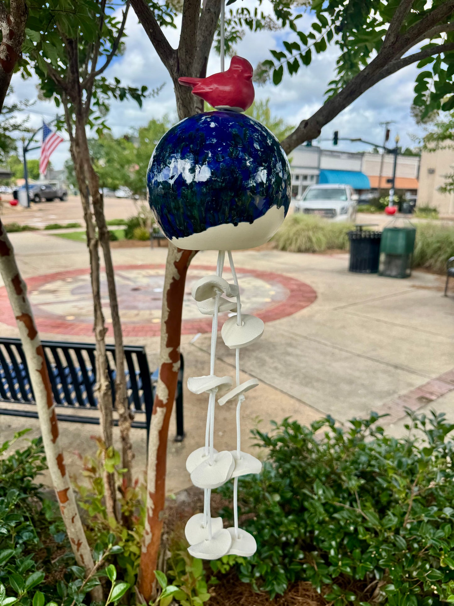 Pottery Wind Chime- 6.5” Sphere/bird (LOCAL PICKUP ONLY)