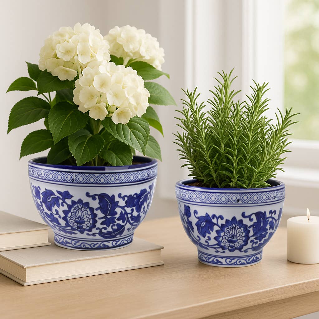 Ceramic Chinoiserie Planters- 2 Sizes