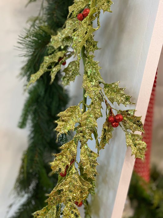 Holly Glitter & Sequin Garland