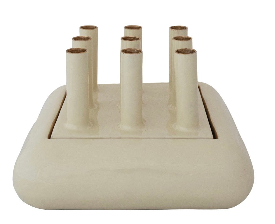Cream Flower Frog Vase