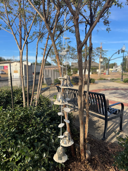 Pottery Chime- 2 Strand Double Mushroom (LOCAL PICKUP ONLY)