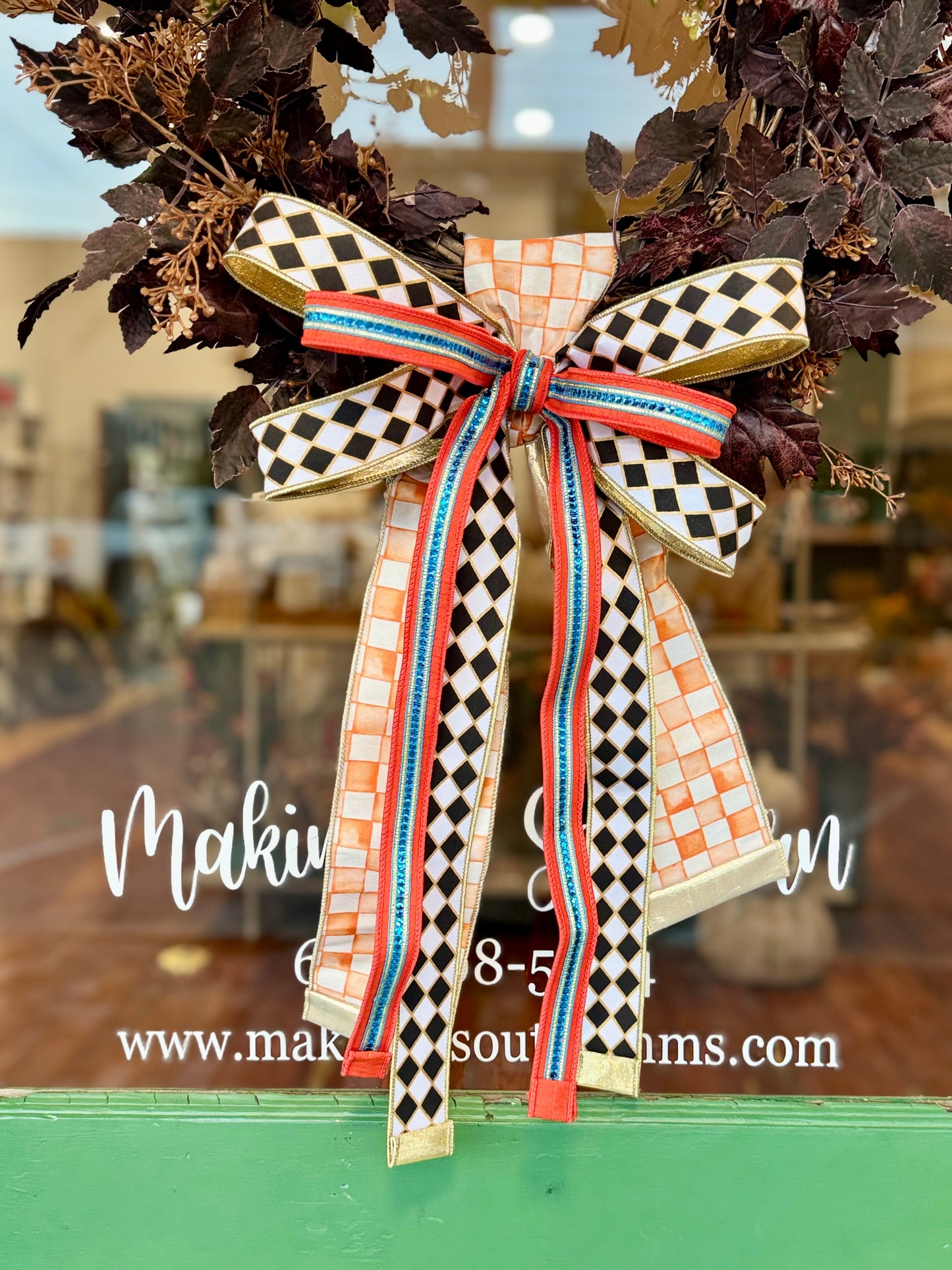 Orange Check Bow Sash