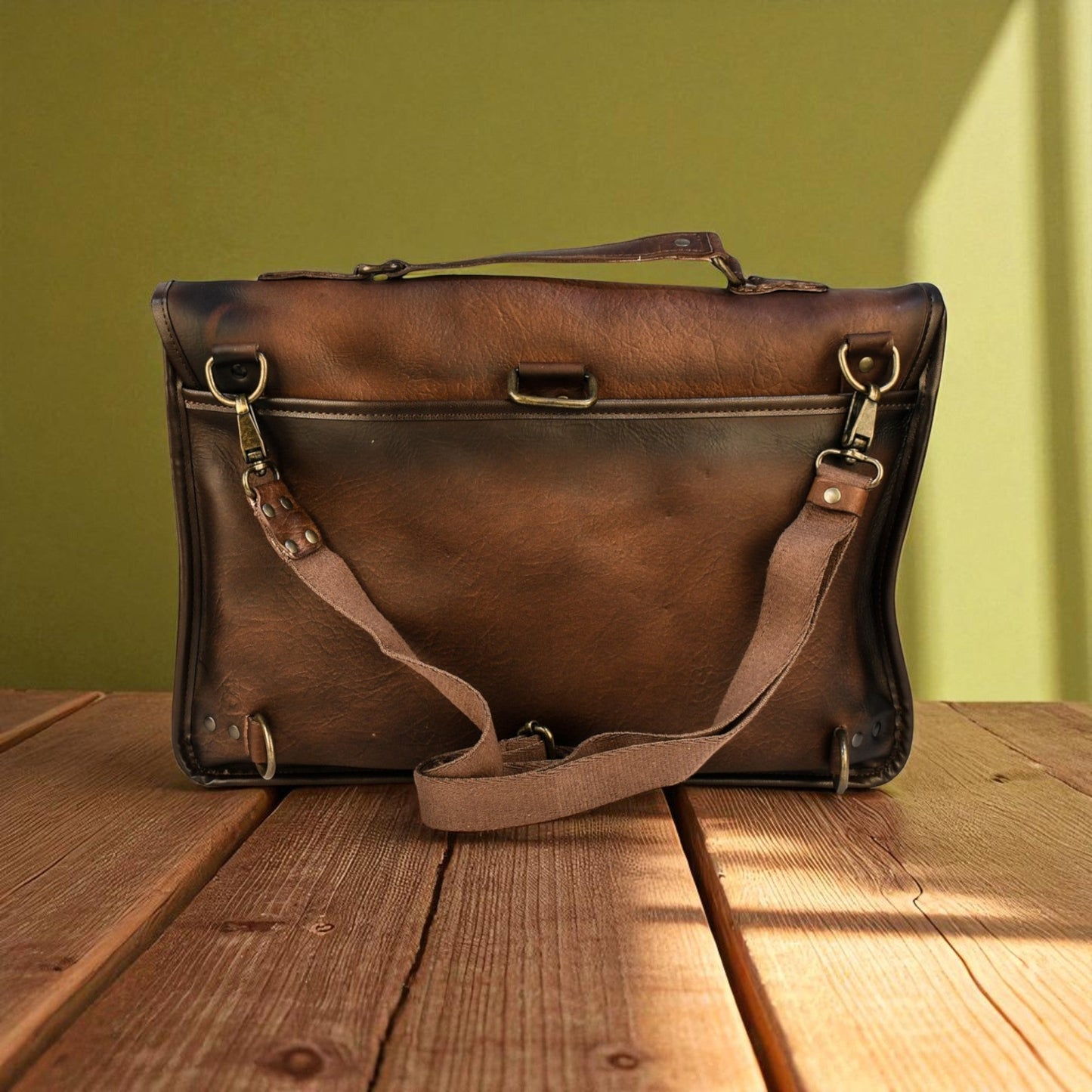 Bovine Leather Briefcase - Brown