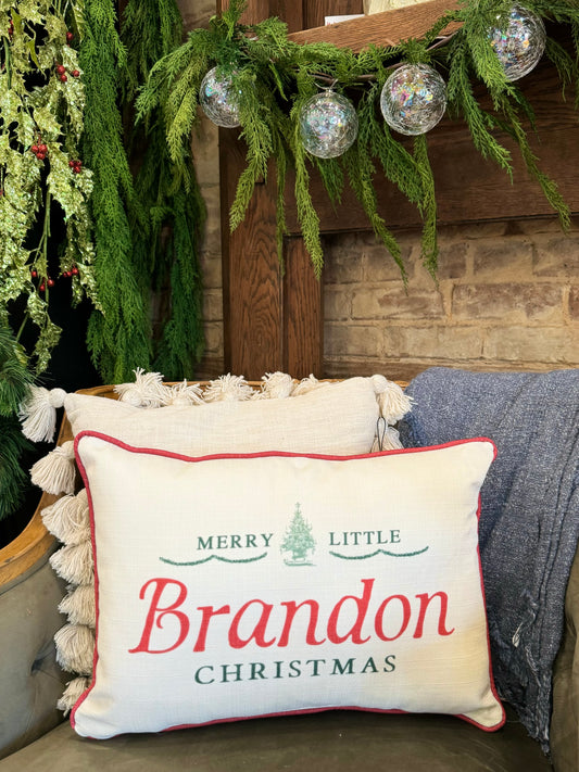 Vintage Merry Little Christmas Pillow- Brandon