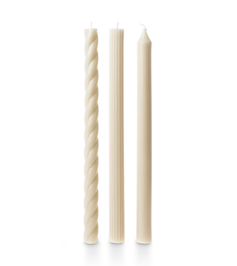 Assorted Taper Candles 3-Pack- Driftwood