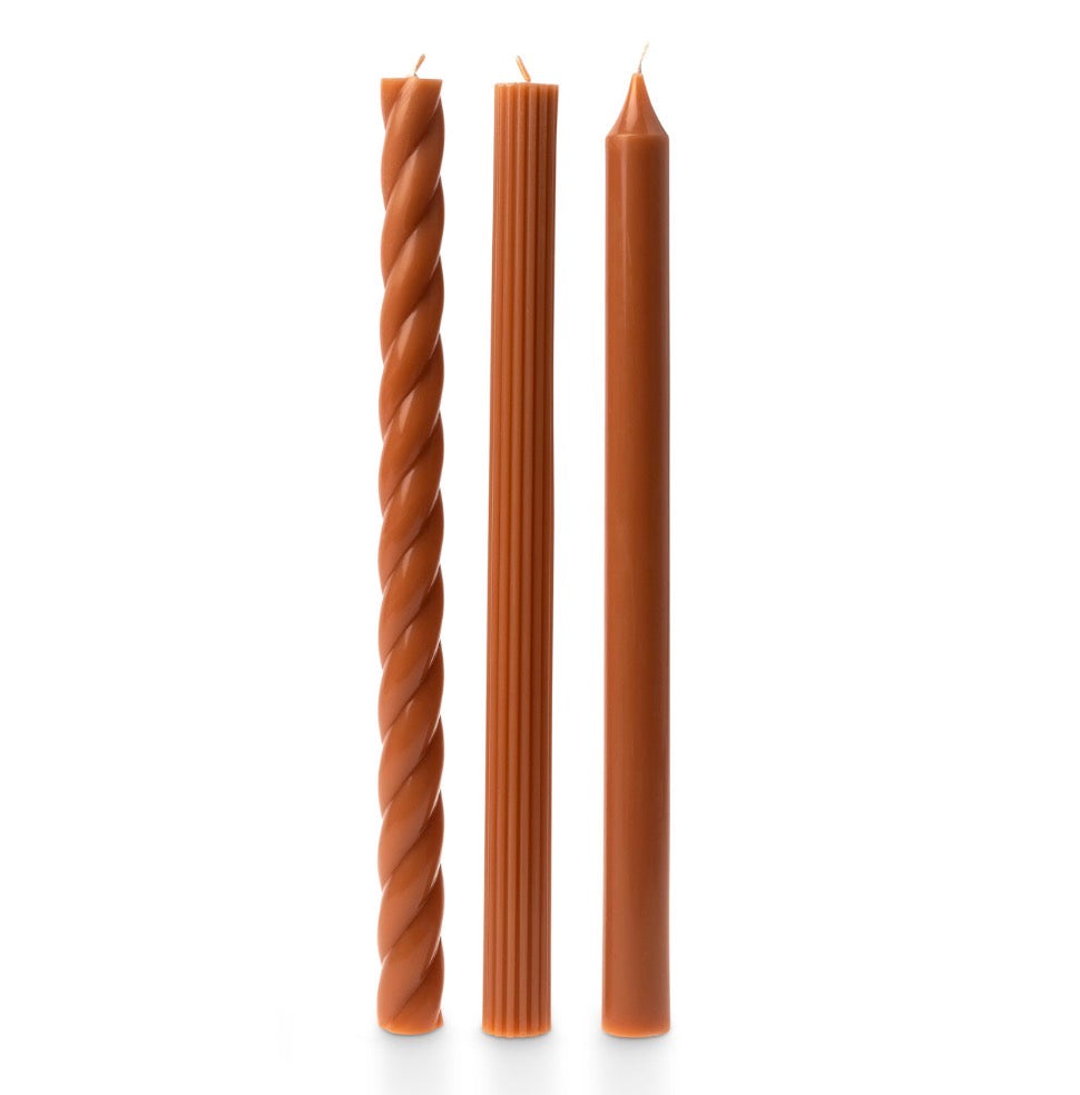 Assorted Taper Candles 3-Pack- Terra Tabac