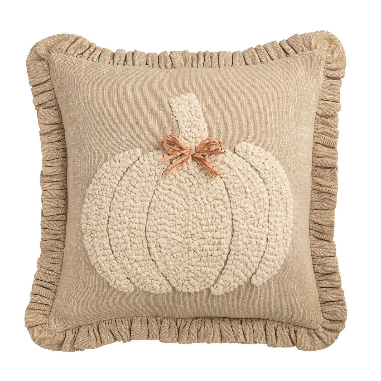 White Embroidered Pumpkin Pillow