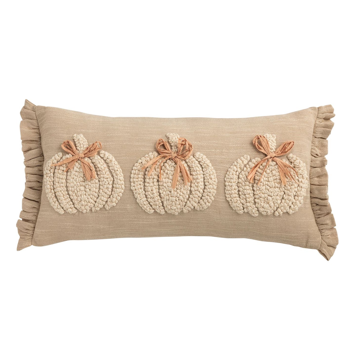 White Embroidered Pumpkin Pillow