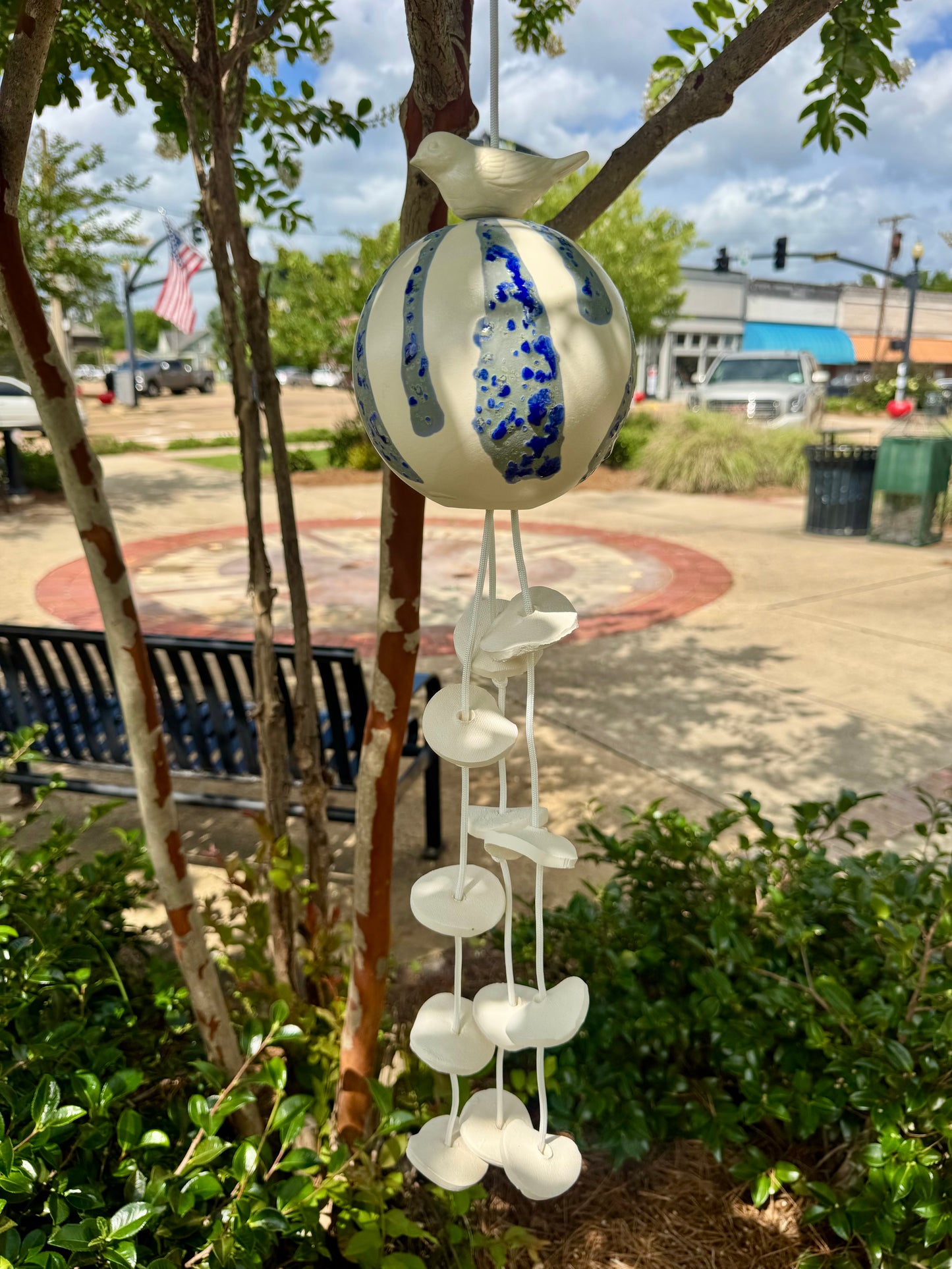 Pottery Wind Chime- 5.5” Sphere/bird (LOCAL PICKUP ONLY)