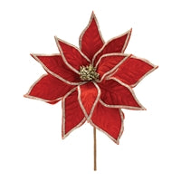 Red Rhinestone Poinsettia Stem 15”