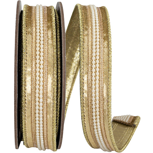 Gold Velvet Trim Accent Wired Edge Ribbon (Copy)