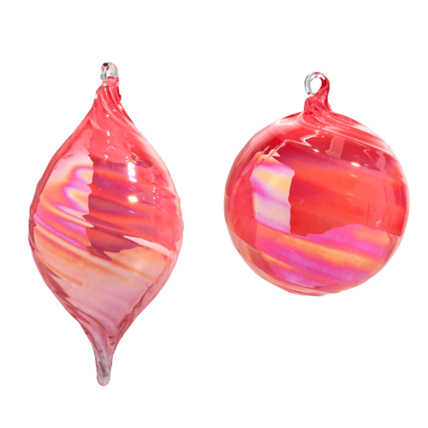 5" PINK BLOWN GLASS ORNAMENT