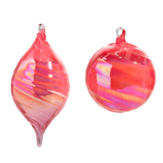 5" PINK BLOWN GLASS ORNAMENT