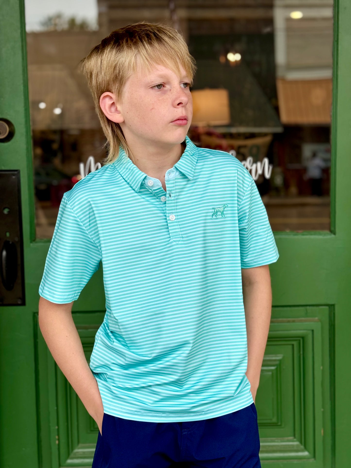 Youth Signature Performance Polo- Seafoam