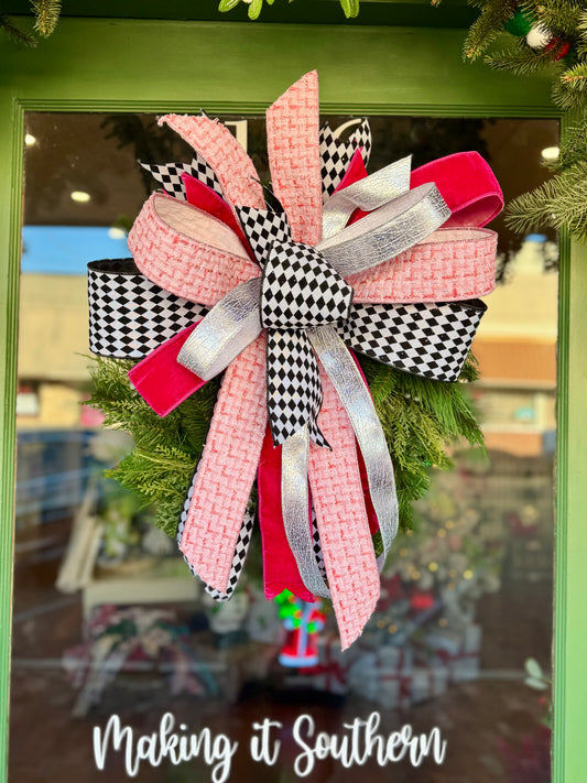 Pink Harlequin Bow